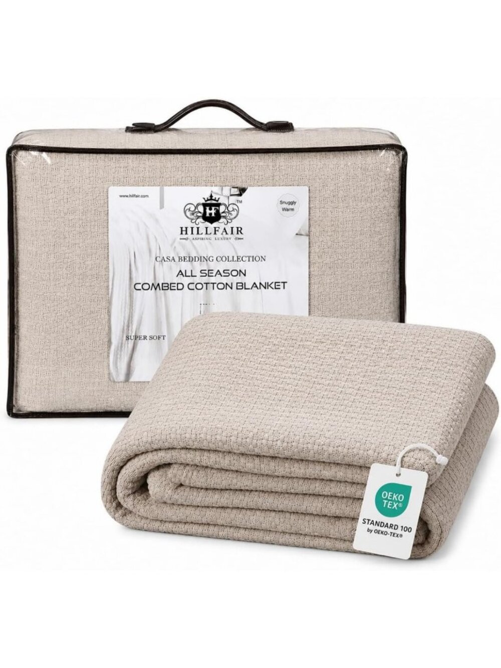 XXL 100% Cotton Oversized Blanket - 10ft x 10ft Cozy All-Season King Size Sand